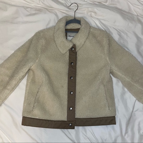 Madewell High Pile Fleece Portland Jacket - Cream/White - Picture 3 of 7